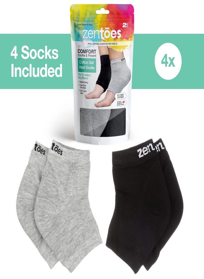 ZenToes Men's Moisturizing Cotton Sleep Socks with Vitamin E, Olive Oil and Jojoba Seed Oil to Soften and Hydrate Dry Cracked Heels (Regular, Gray and Black) - Image 4